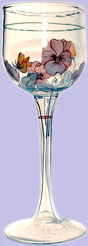 Weinglas mit Stiefmütterchen Motiv