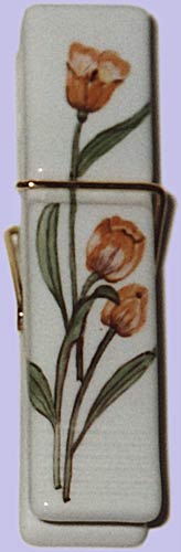 Eine Notizklammer mit Tulpen